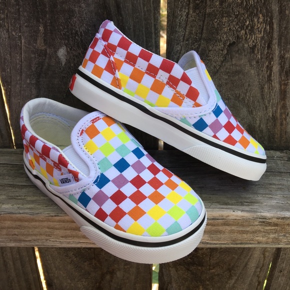 Vans baby toddler rainbow checkerboard shoes - Picture 1 of 11
